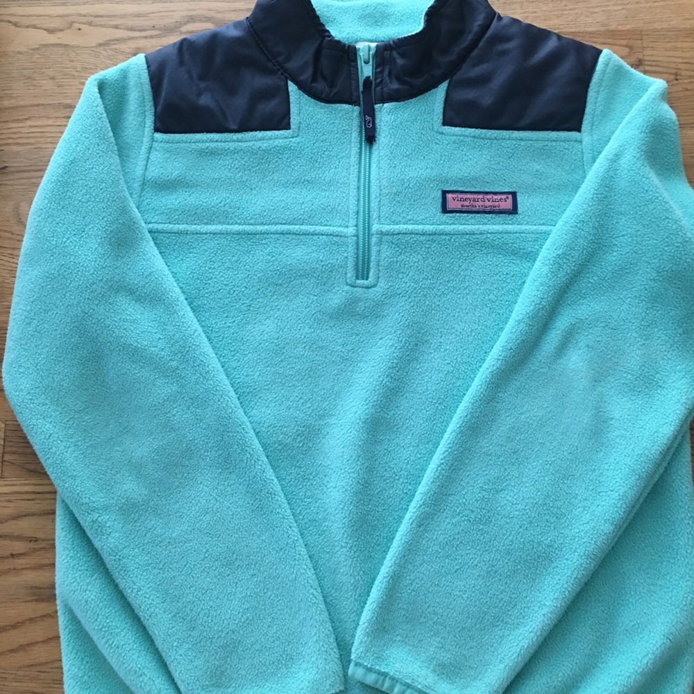 Vineyard vines fleece 3/4 zip teal w/ Navy